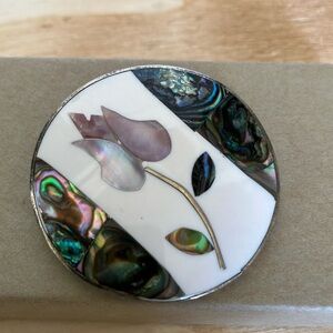 Abalone and silver old pin
